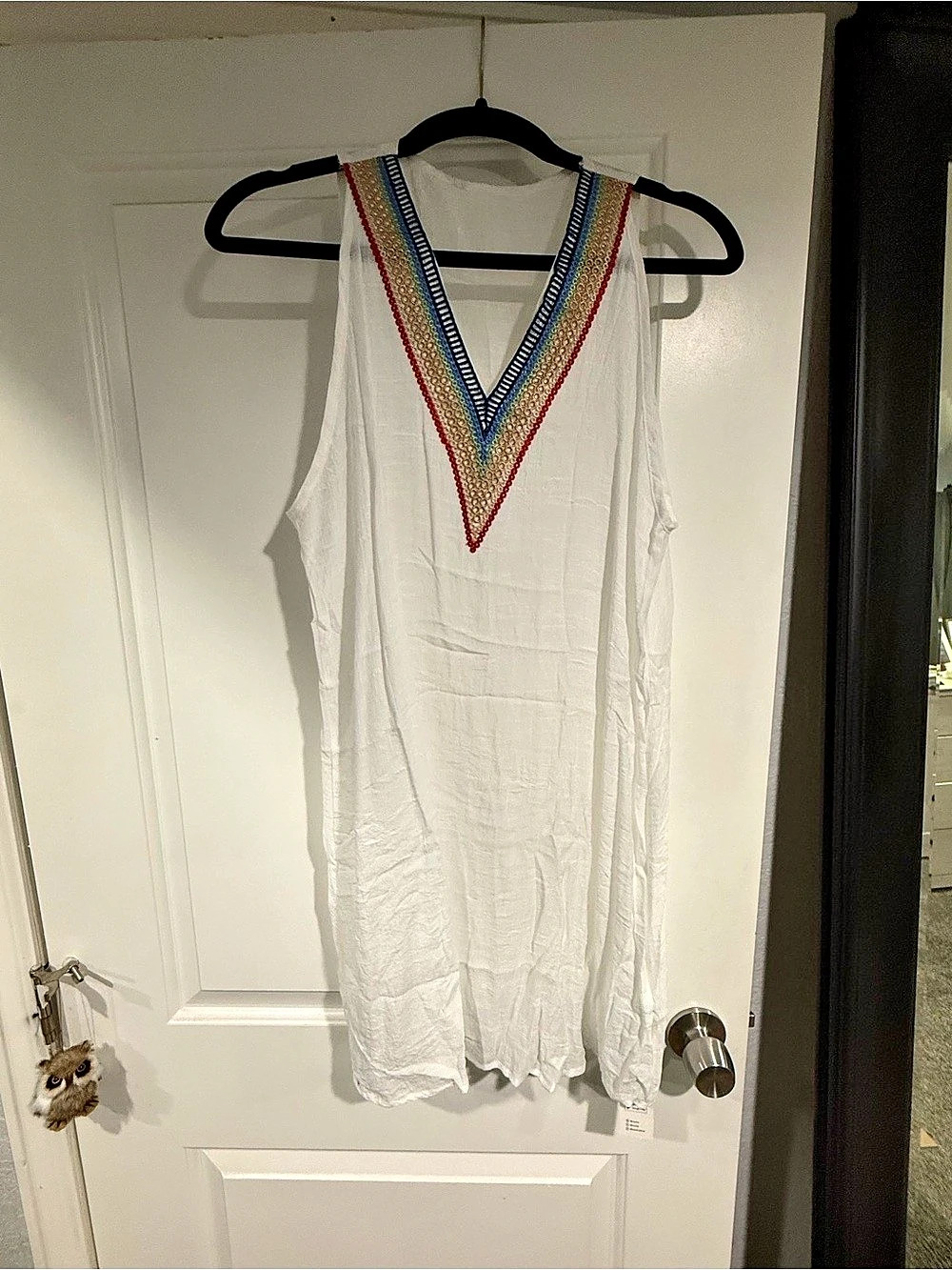 Cupshe Sleeveless V-Neck Mini Cover-Up Dress White Large NWT